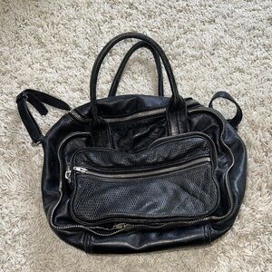 Authentic Alexander wang black Leather Handbag with Zipper Details